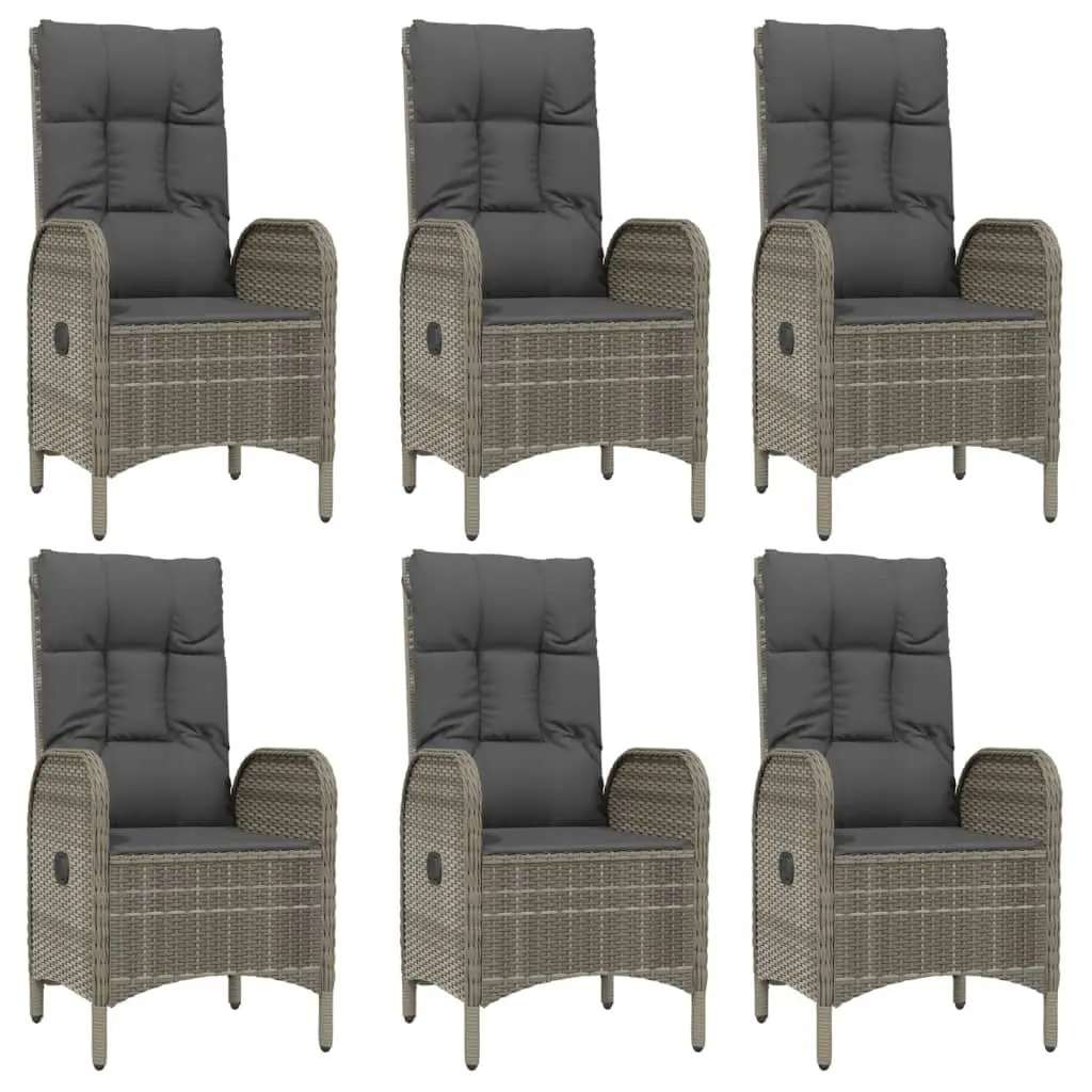 Garden Dining Set Grey 7 Piece Outdoor Furniture Weather-resistant PE Poly Rattan Chairs Table