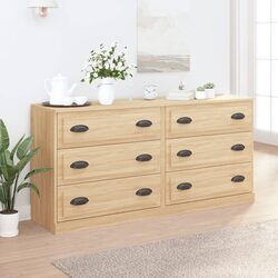 Concise Brown Engineered Wood Sideboard Set - 2 Pieces