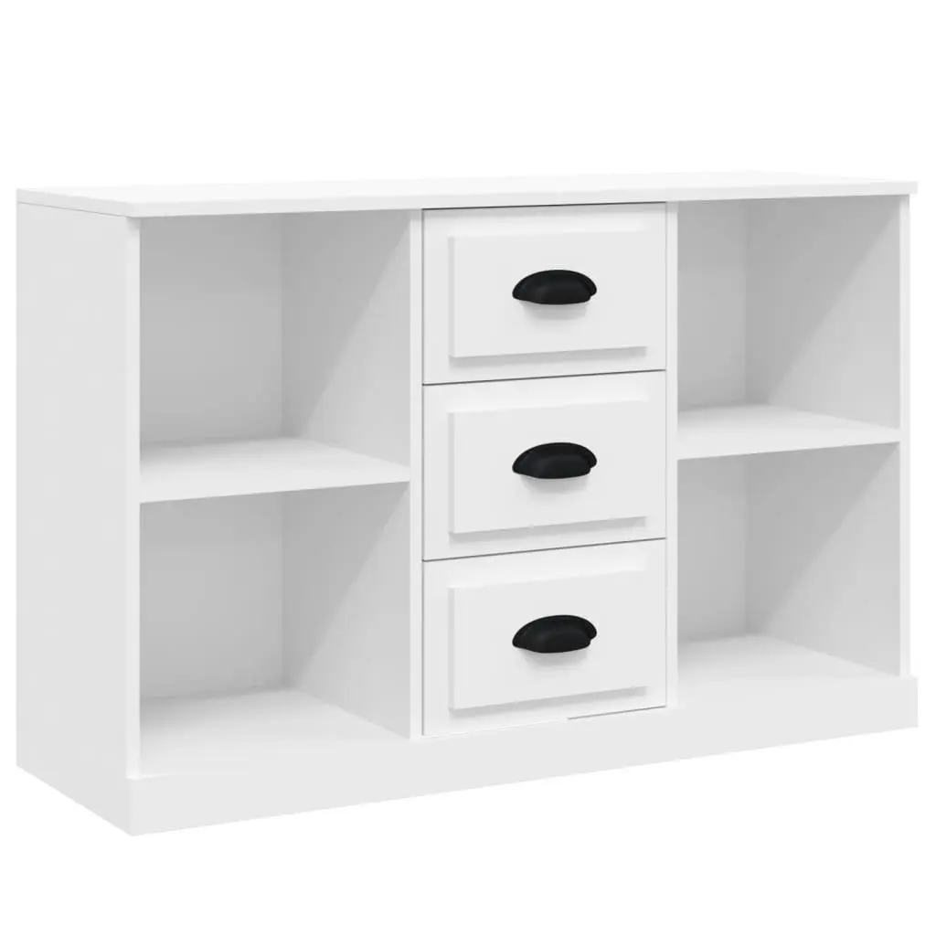 3 Piece Sideboards White Engineered Wood Storage Cabinet Set Ample Storage