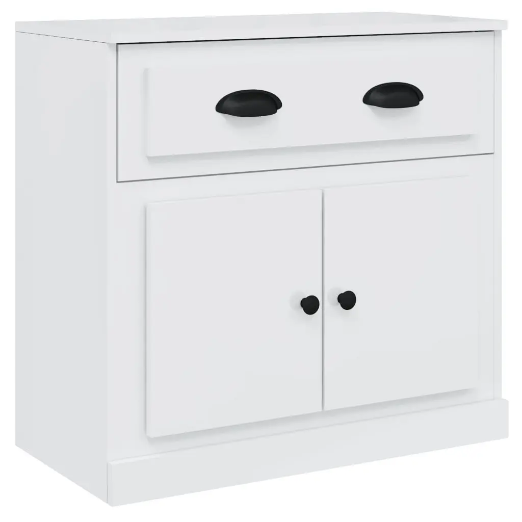Set of 3 White Sideboards High Gloss Storage Cabinets Buffet Display Furniture