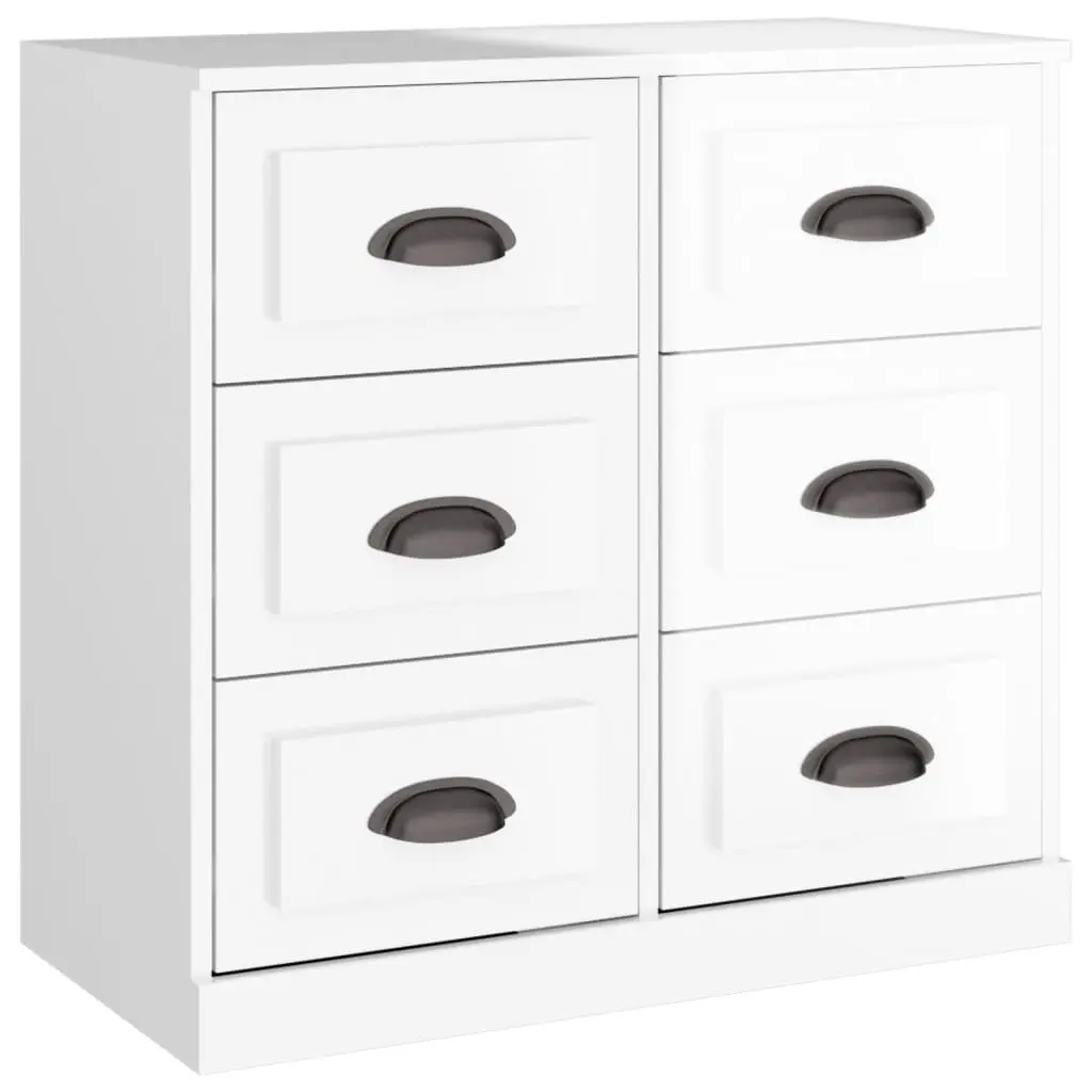 Sideboards White High Gloss Engineered Wood Storage Buffet 2 Piece