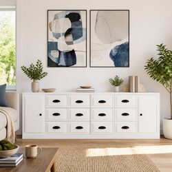 3-Piece Sideboard Cabinet Set in Glossy White