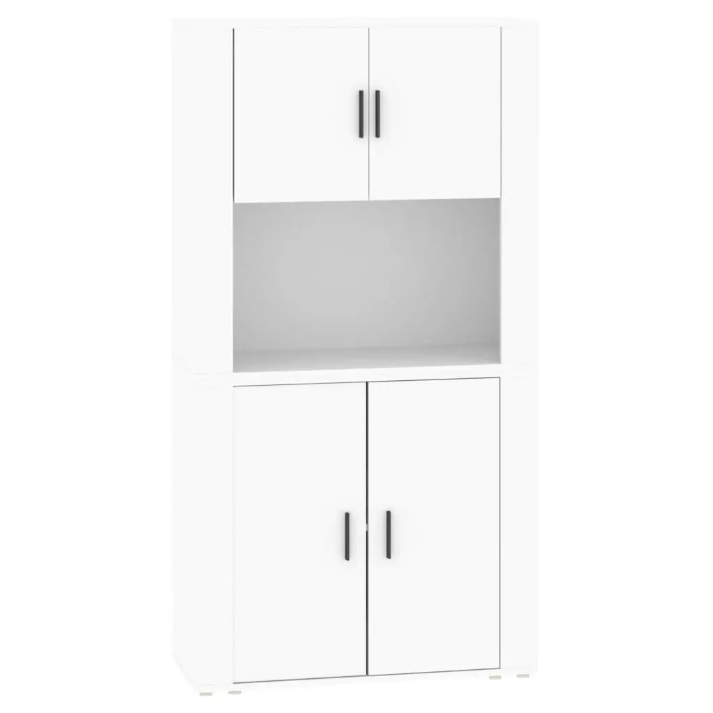 Highboard White Engineered Wood Sideboard Wall-Mounted Storage Cabinet Furniture