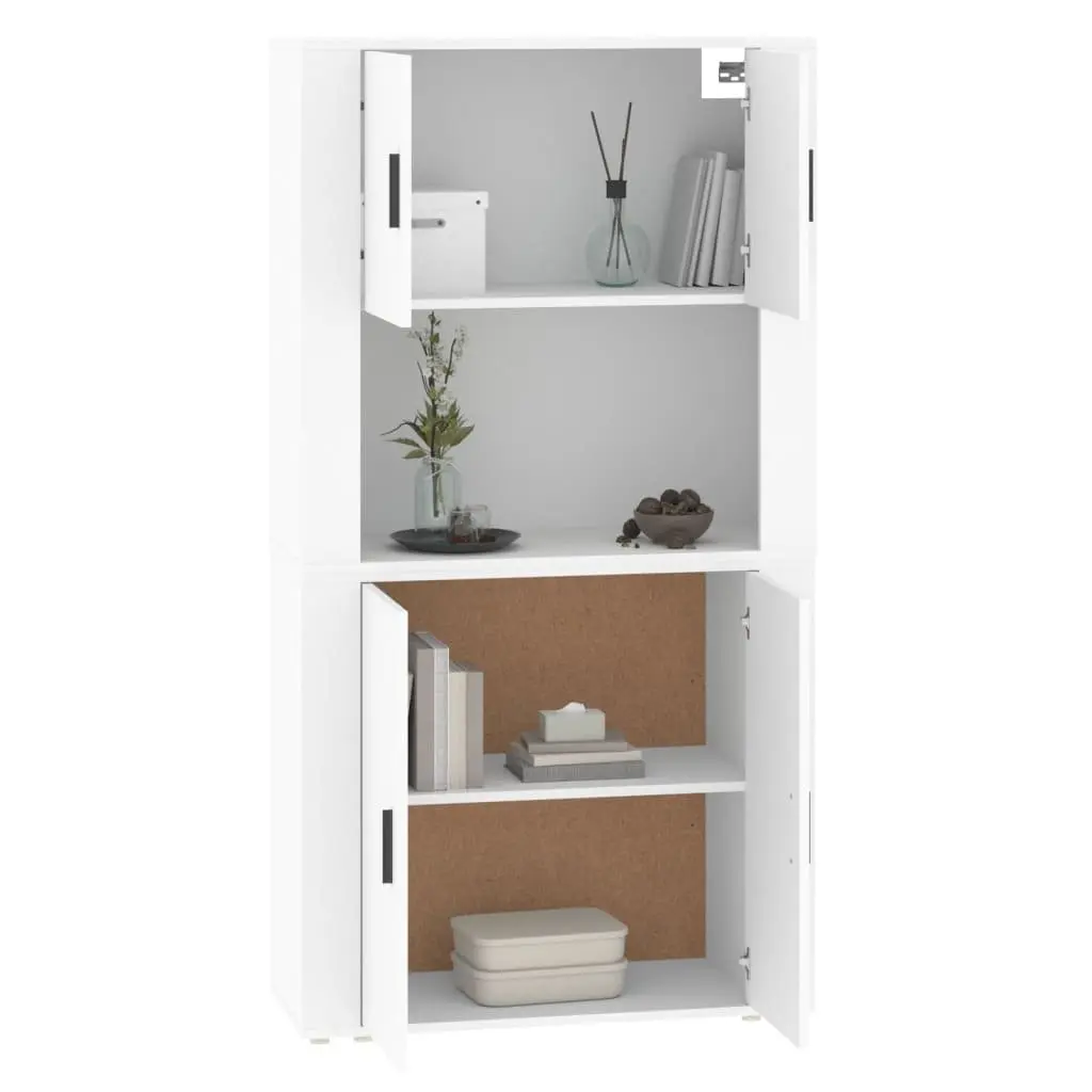 Highboard White Engineered Wood Sideboard Wall-Mounted Storage Cabinet Furniture