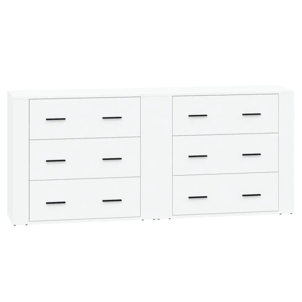 Sideboards White 2 pcs Engineered Wood Storage Cabinet Furniture