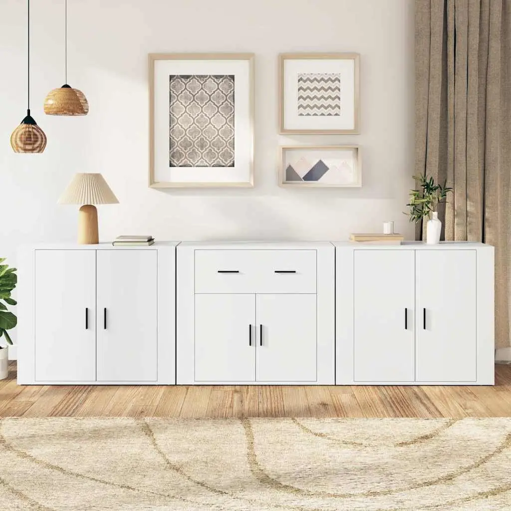 White Engineered Wood Sideboard