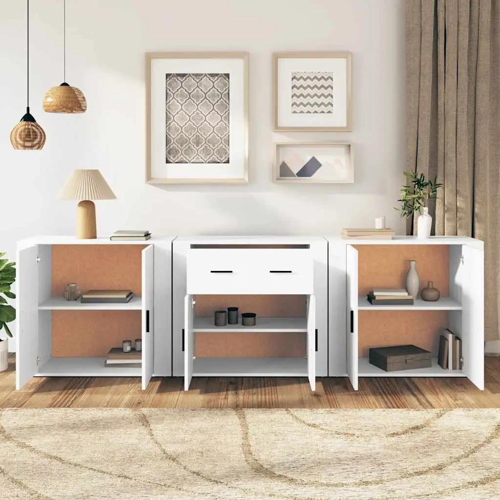 White Engineered Wood Sideboard