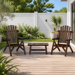 Concise Outdoor Lounge Set - 3 Piece Solid Wood