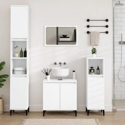 3 Piece Bathroom Furniture Set White Storage Cabinet Vanity Sink Unit Shelving