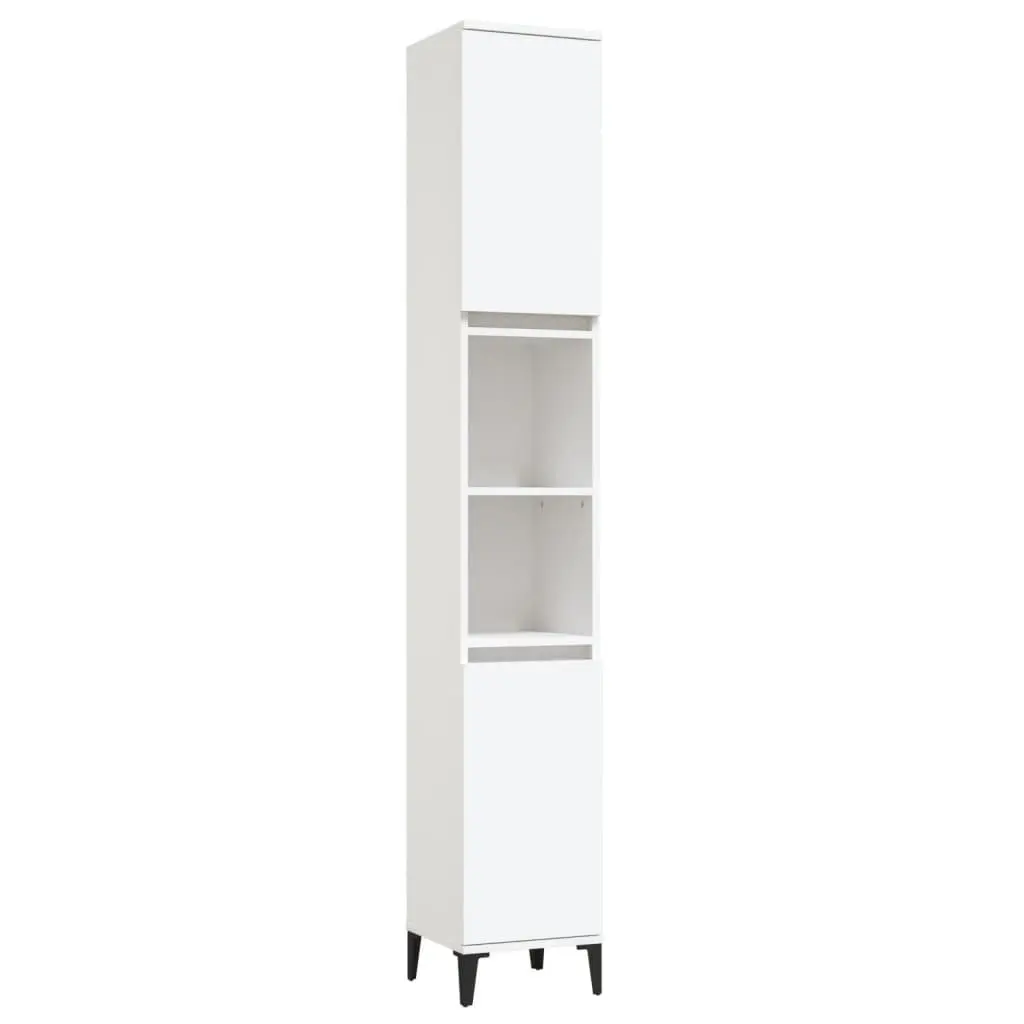 3 Piece Bathroom Furniture Set White Engineered Wood Storage Cabinet Vanity Unit