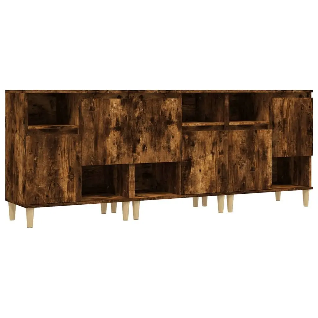 Sideboard Cabinet Brown 3 Piece Engineered Wood Storage Buffet Cupboard