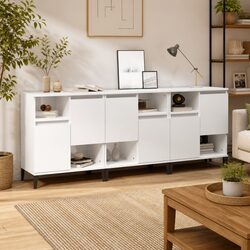 3-Piece High Gloss White Sideboard Set for Storage