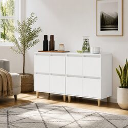 Sideboards 2 pcs High Gloss White Storage Cabinet Engineered Wood 60x35x70 cm