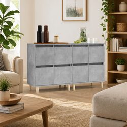 Grey Engineered Wood Sideboard Set