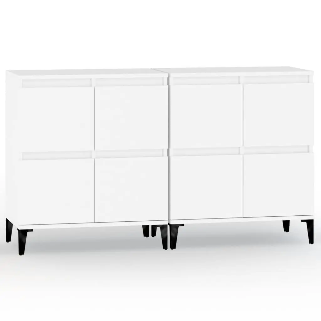 Sideboards White 60x35x70 cm 2 Piece Storage Cabinet Engineered Wood Compartments