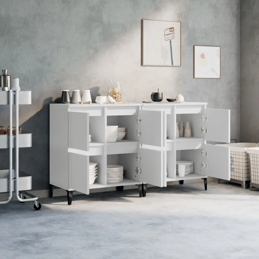 Sideboards White 60x35x70 cm 2 Piece Storage Cabinet Engineered Wood Compartments