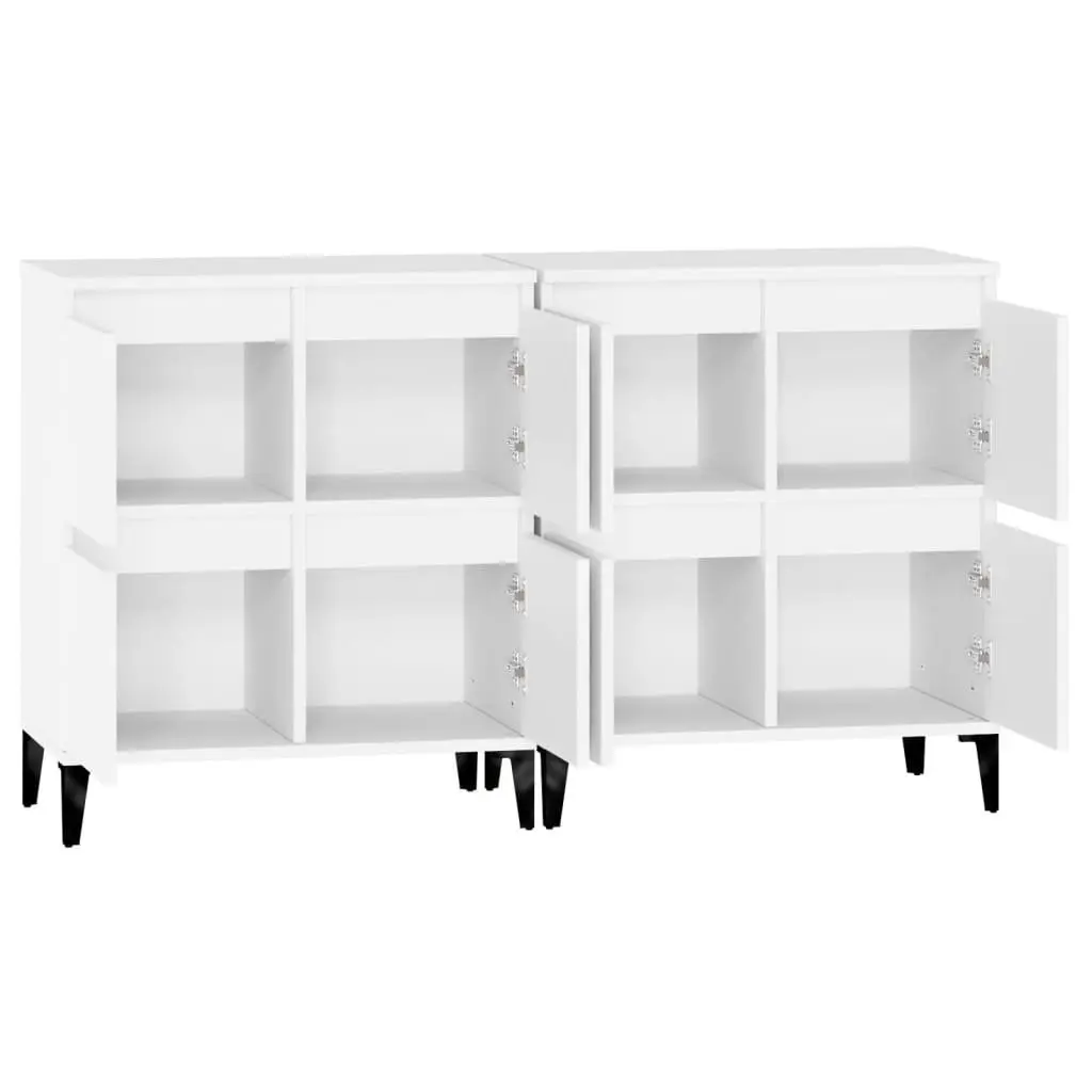 Sideboards White 60x35x70 cm 2 Piece Storage Cabinet Engineered Wood Compartments