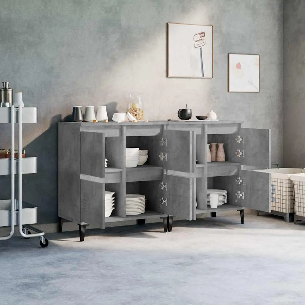 Sideboard Cabinet Grey 60x35x70cm Engineered Wood Storage Buffet 2 Piece