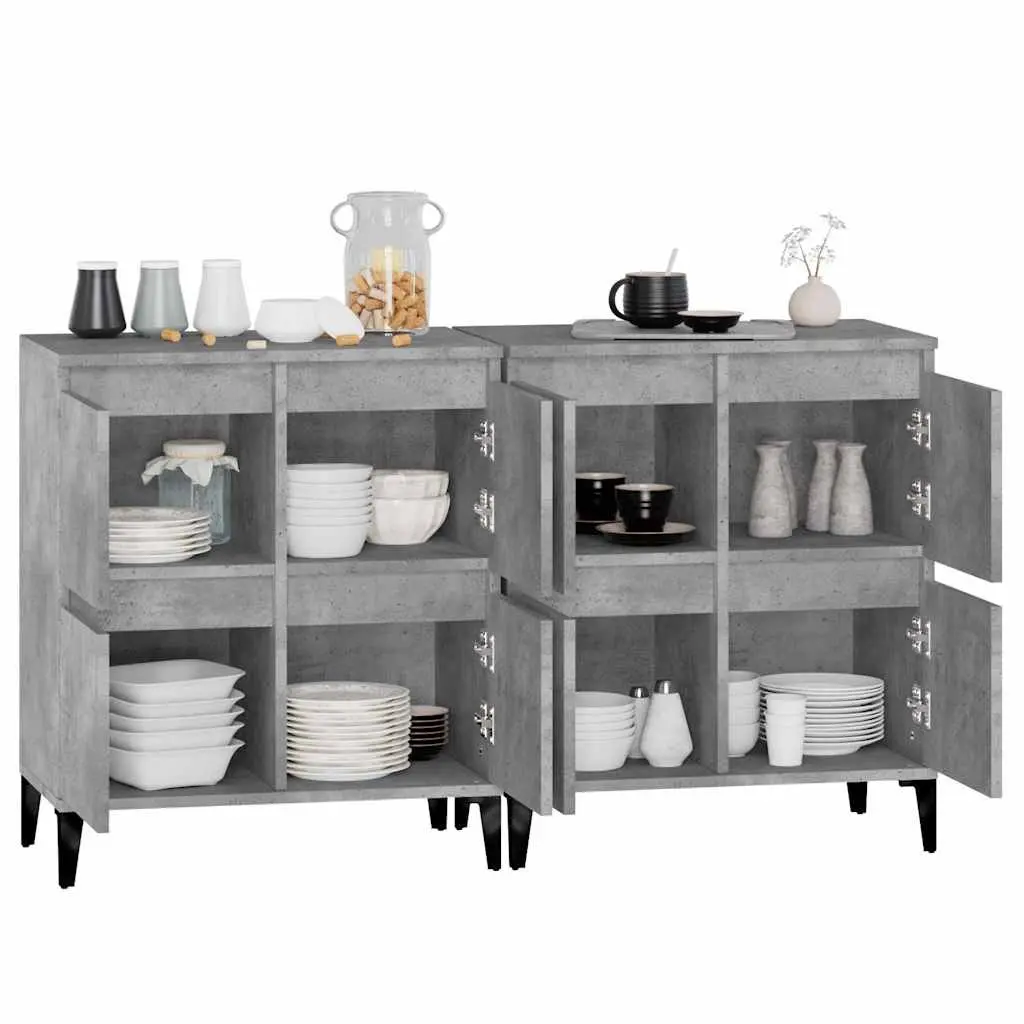 Sideboard Cabinet Grey 60x35x70cm Engineered Wood Storage Buffet 2 Piece