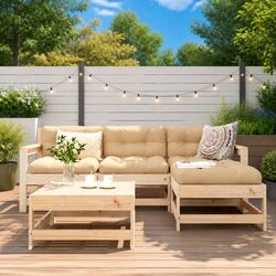 Concise 5-Piece Outdoor Lounge Set with Cushions