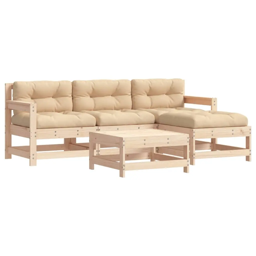 Garden Lounge Set 5 Piece Outdoor Furniture with Cushions Patio Sofa Brown