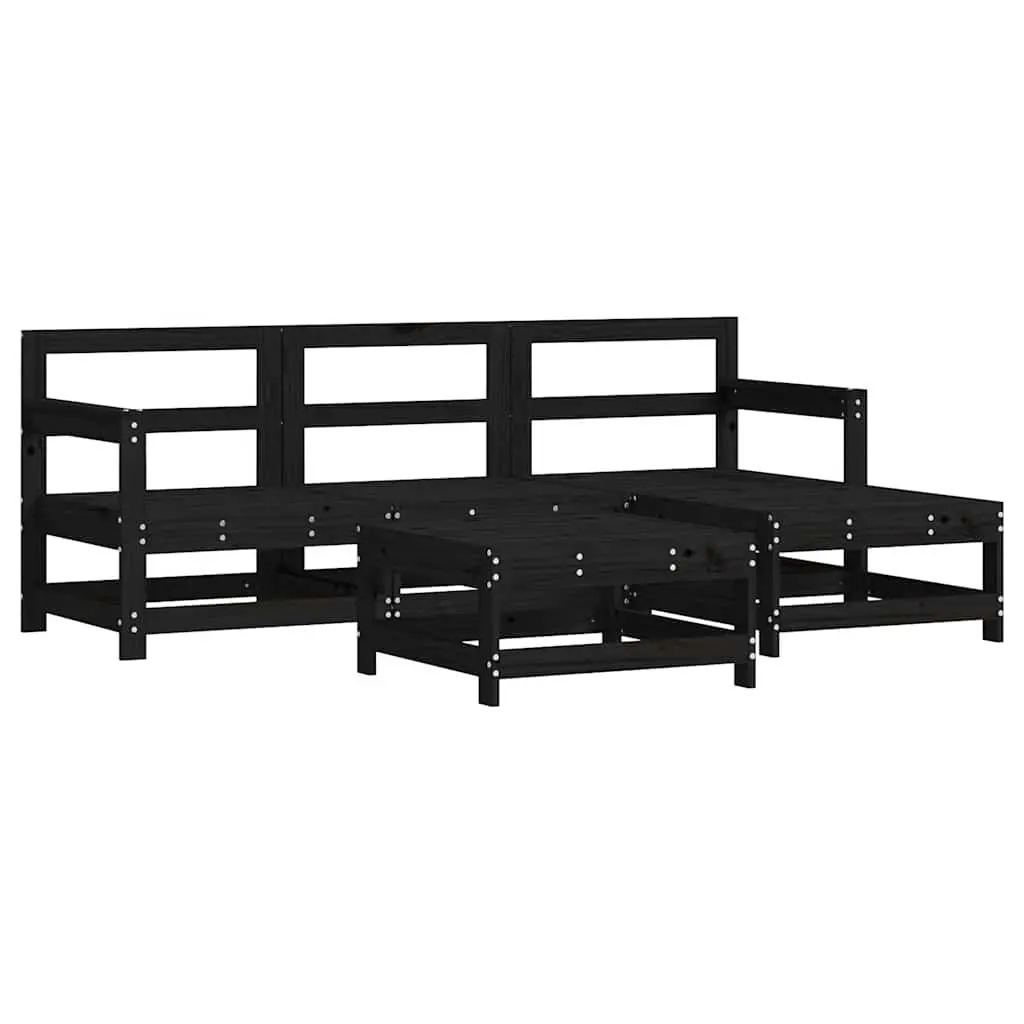 Garden Lounge Set 5 Piece Outdoor Furniture Patio Sofa with Cushions Black Wood