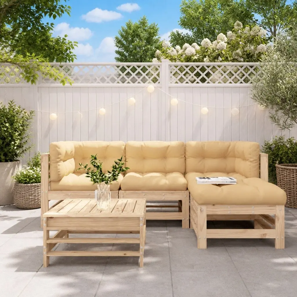 Garden Lounge Set 5 Piece Outdoor Furniture Patio Sofa with Cushions Wood