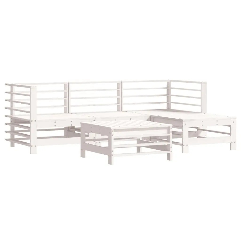 Garden Lounge Set 5 Piece Outdoor Furniture White Cushions Patio Seating