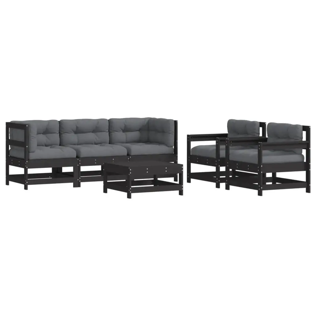 Garden Lounge Set 6 Piece Outdoor Furniture Patio Sofa with Cushions Black