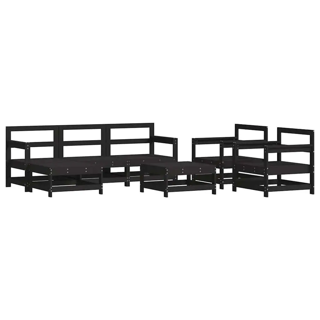 Garden Lounge Set Black 7 Piece Outdoor Furniture Patio Sofa with Cushions