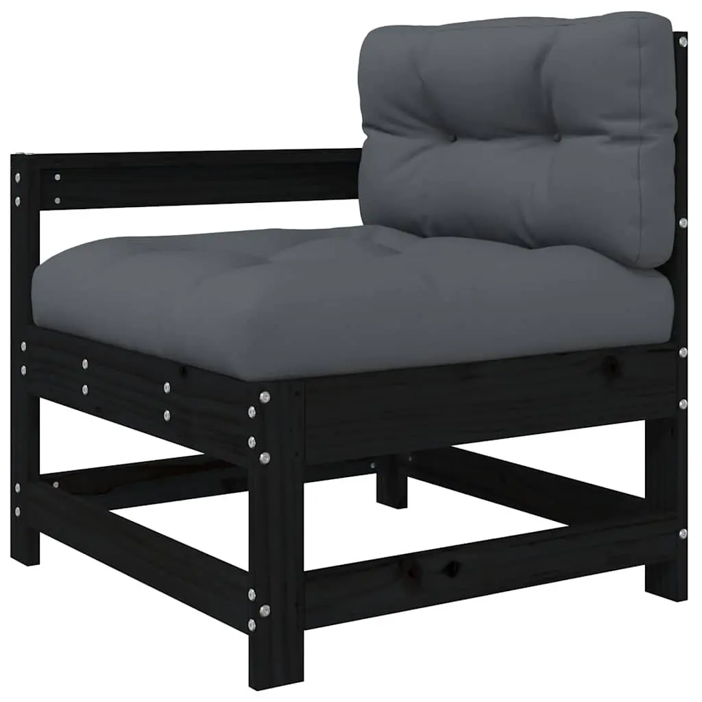 Garden Lounge Set Black 7 Piece Outdoor Furniture Patio Sofa with Cushions