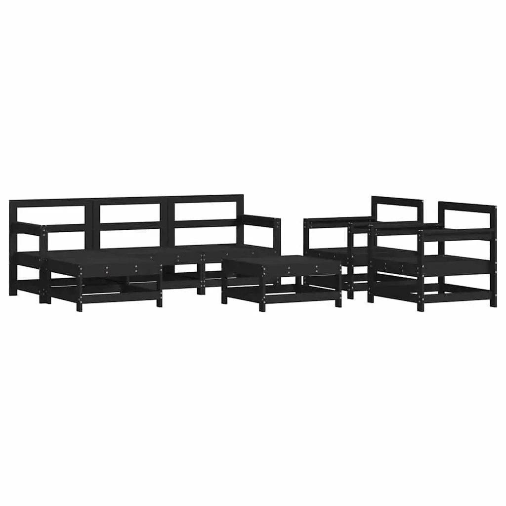 Garden Lounge Set 7 Piece Outdoor Furniture Patio Sofa Cushions Black Wood