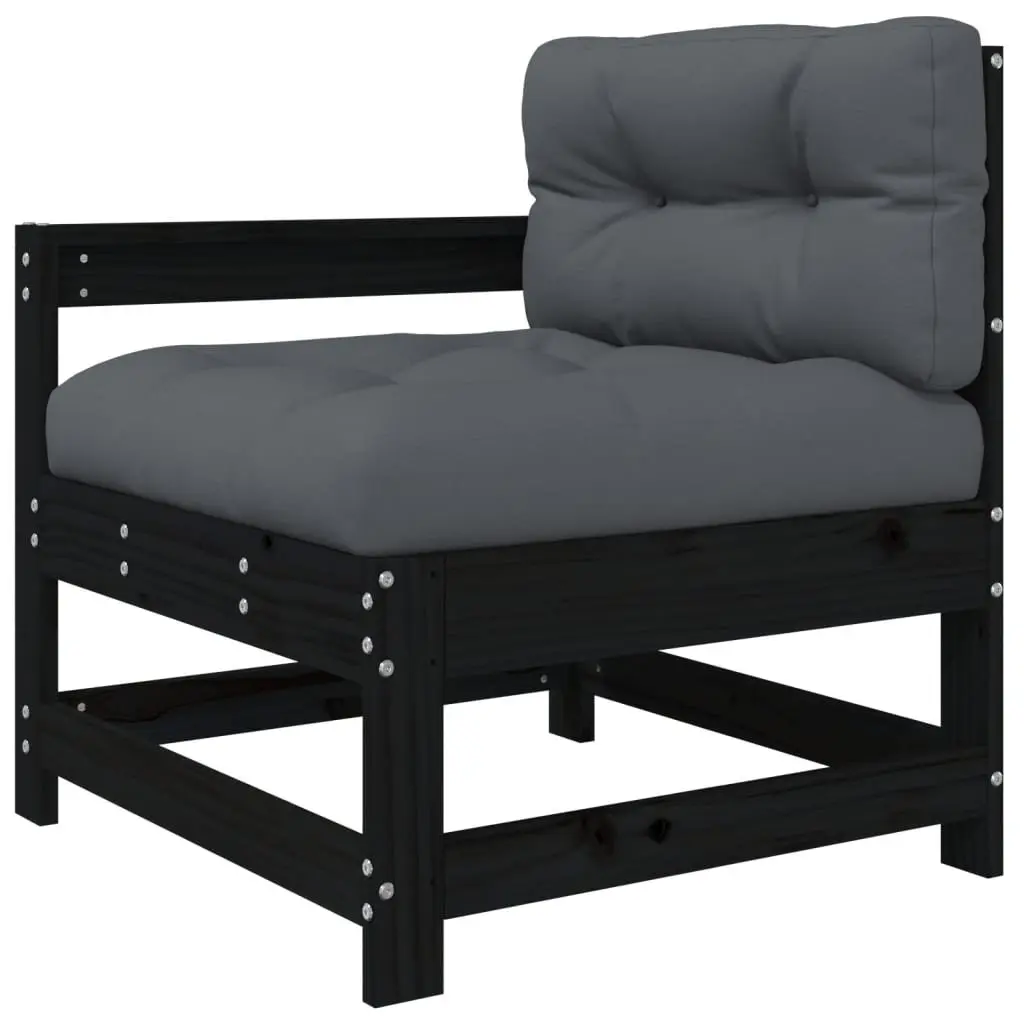 Garden Lounge Set 7 Piece Outdoor Furniture Patio Sofa Cushions Black Wood