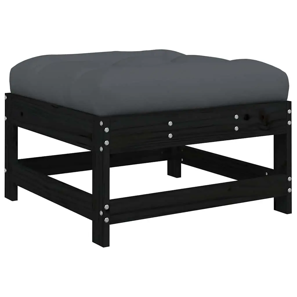 Garden Lounge Set 7 Piece Outdoor Furniture Patio Sofa Cushions Black Wood