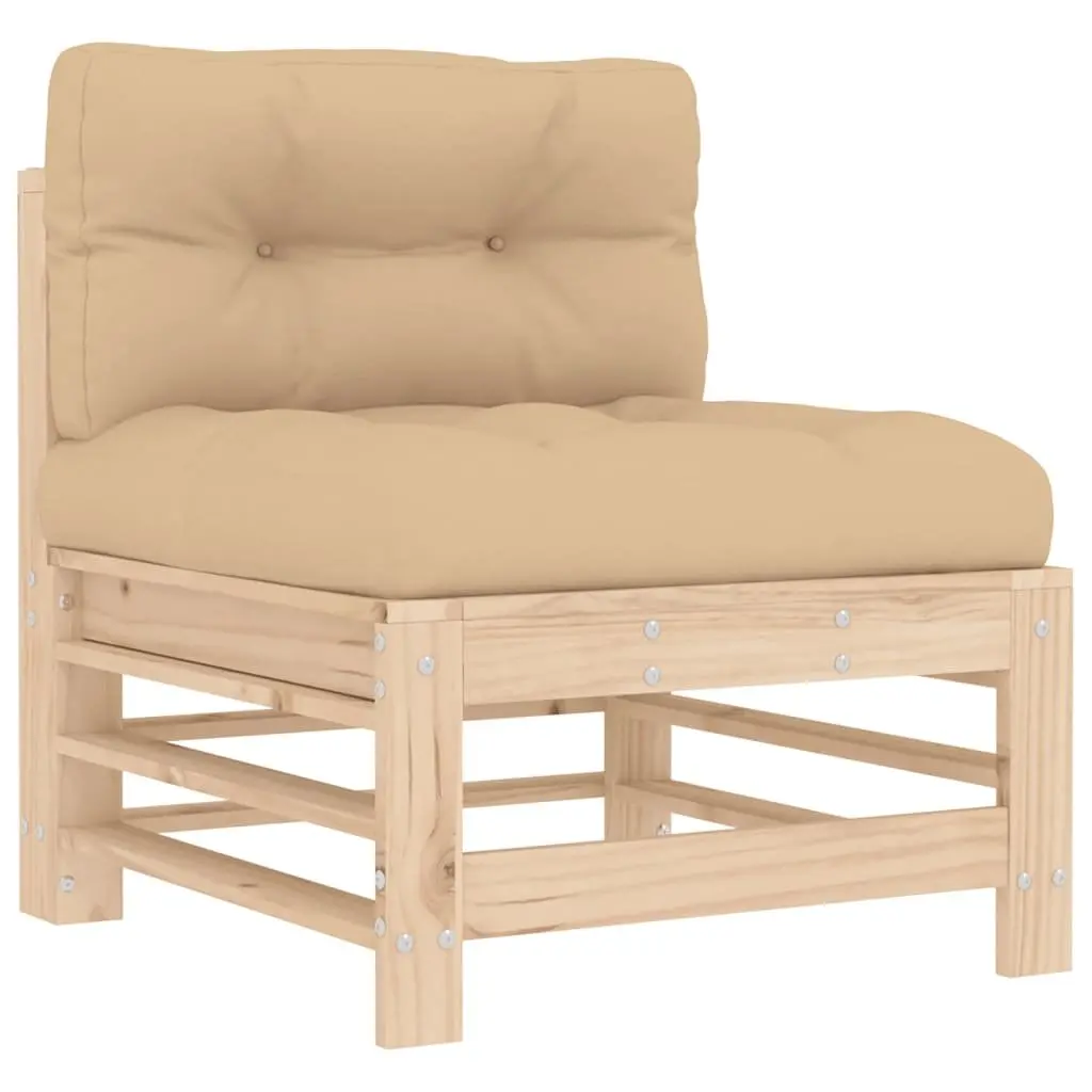 7 Piece Garden Lounge Set with Cushions Outdoor Furniture Brown Wood Sofa