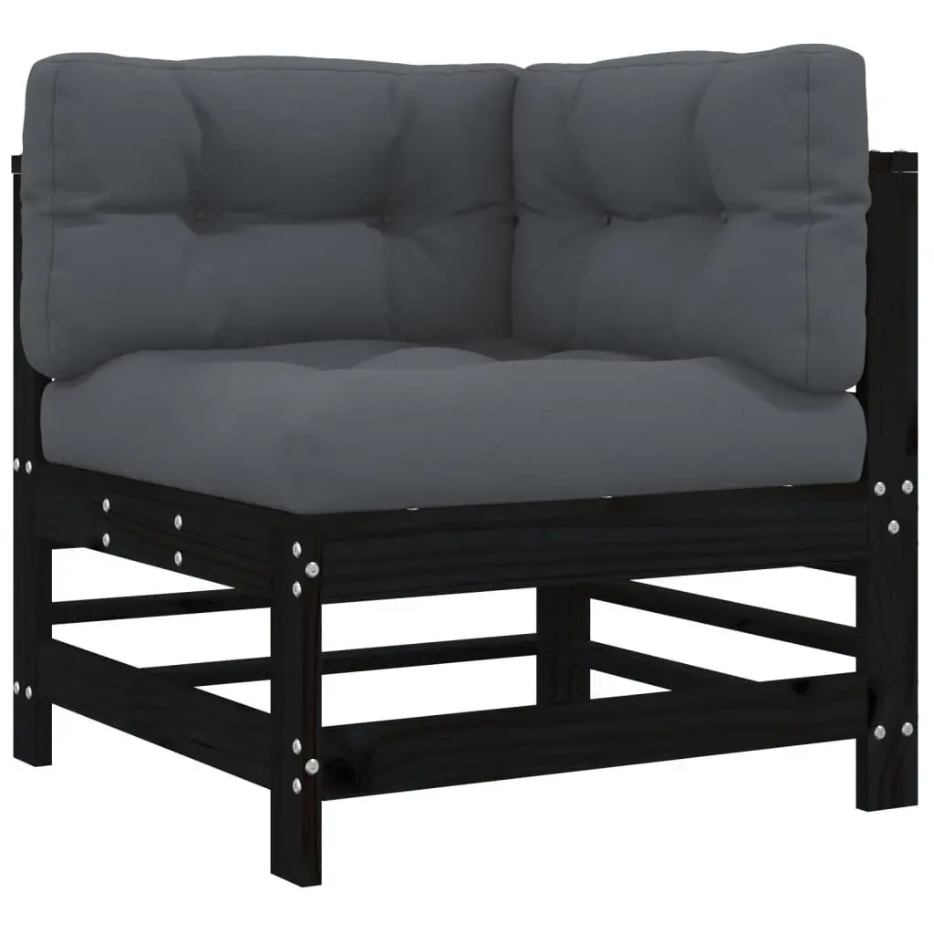Garden Lounge Set 7 Piece Outdoor Furniture with Cushions Black Wood Sofa