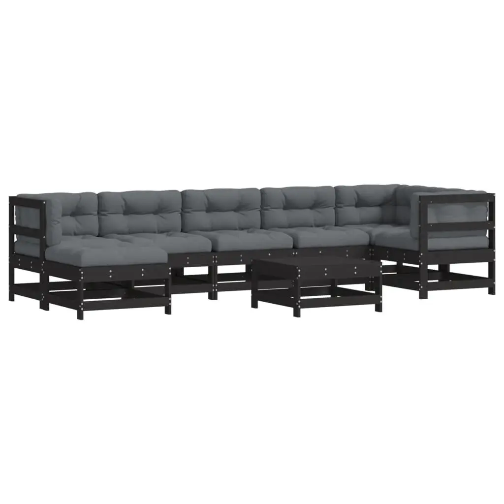 Garden Lounge Set 8 Piece Outdoor Furniture Sofa Sectional with Cushions Black