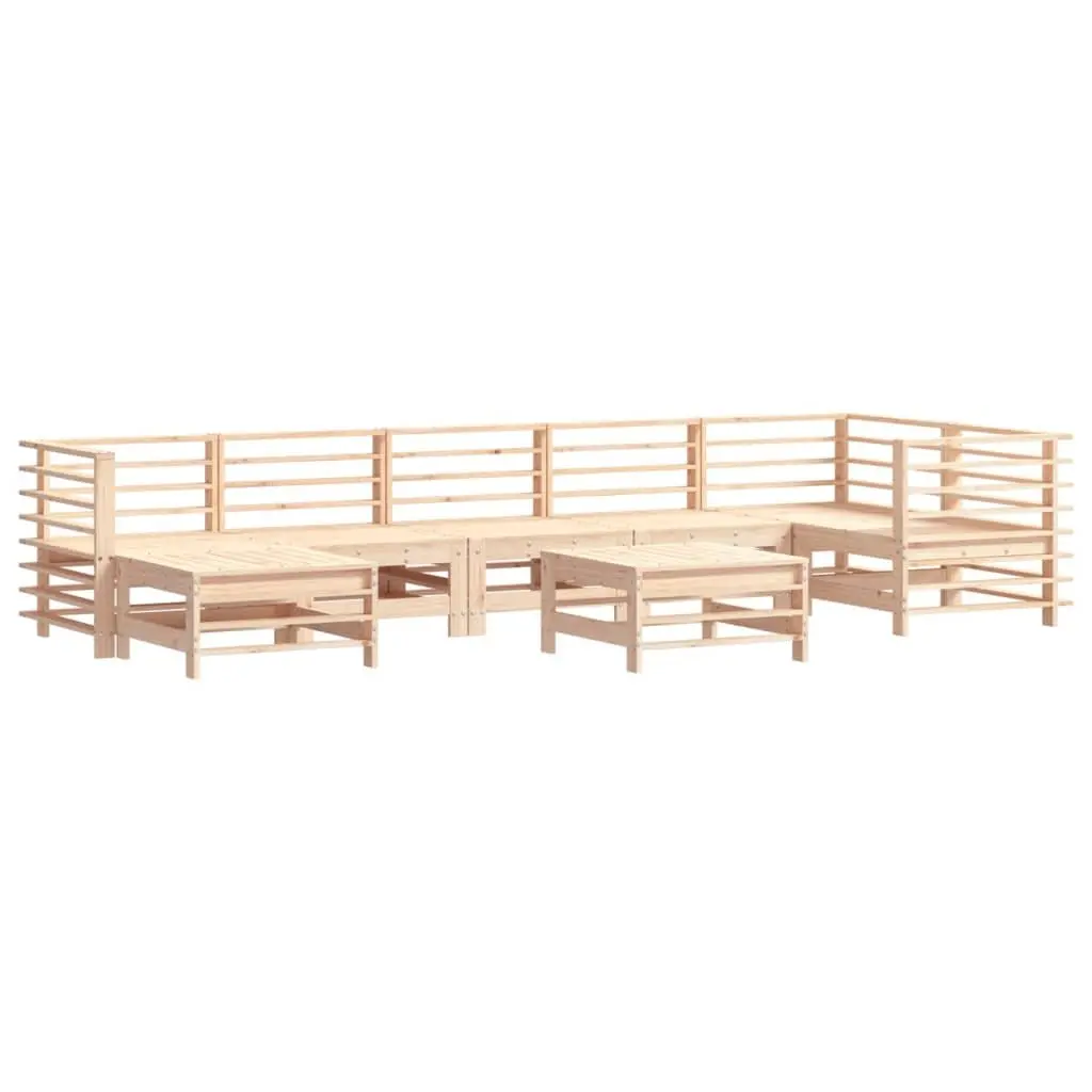 Garden Lounge Set Brown 8 Piece Outdoor Furniture Patio Sofa with Cushions Solid Wood