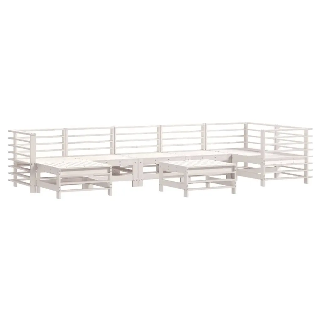 Garden Lounge Set 8 Piece Outdoor Furniture White Solid Wood Patio Sofa Cushions