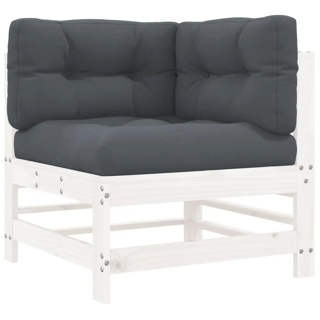 Garden Lounge Set 8 Piece Outdoor Furniture White Solid Wood Patio Sofa Cushions