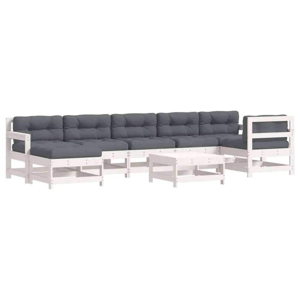 Garden Lounge Set 8 Piece White Wooden Outdoor Furniture Patio Sofa with