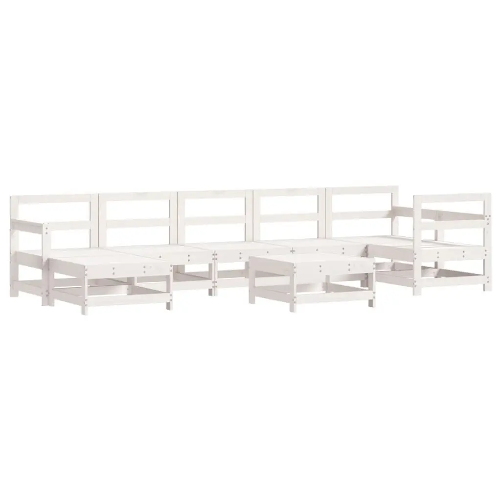 Garden Lounge Set 8 Piece White Wooden Outdoor Furniture Patio Sofa with