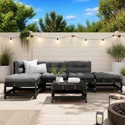 Garden Lounge Set 6 Piece Outdoor Furniture Patio Sofa with Cushions Black
