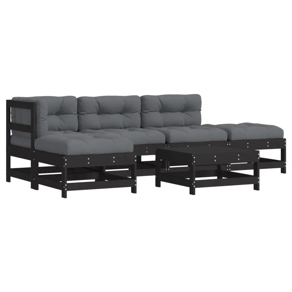 Garden Lounge Set 6 Piece Outdoor Furniture Patio Sofa with Cushions Black