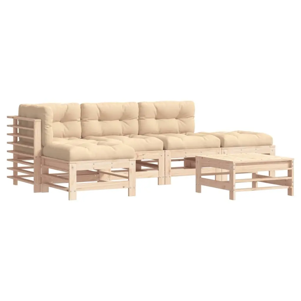 Garden Lounge Set 6 Piece Outdoor Furniture Solid Wood Slatted Design Cushions