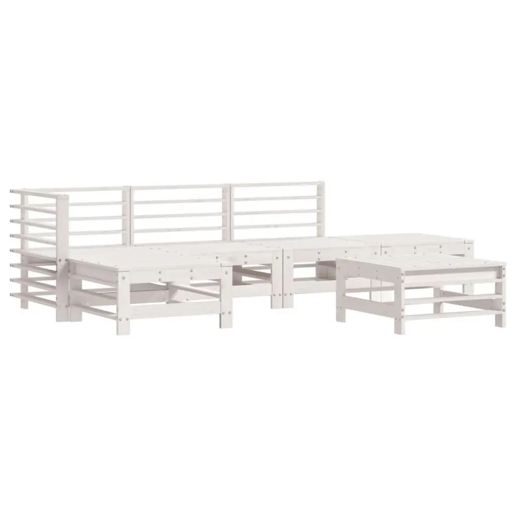 Garden Lounge Set White 6 Piece Outdoor Furniture Patio Seating with Cushions