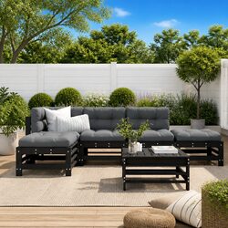 Concise 6 Piece Garden Lounge Set in Black