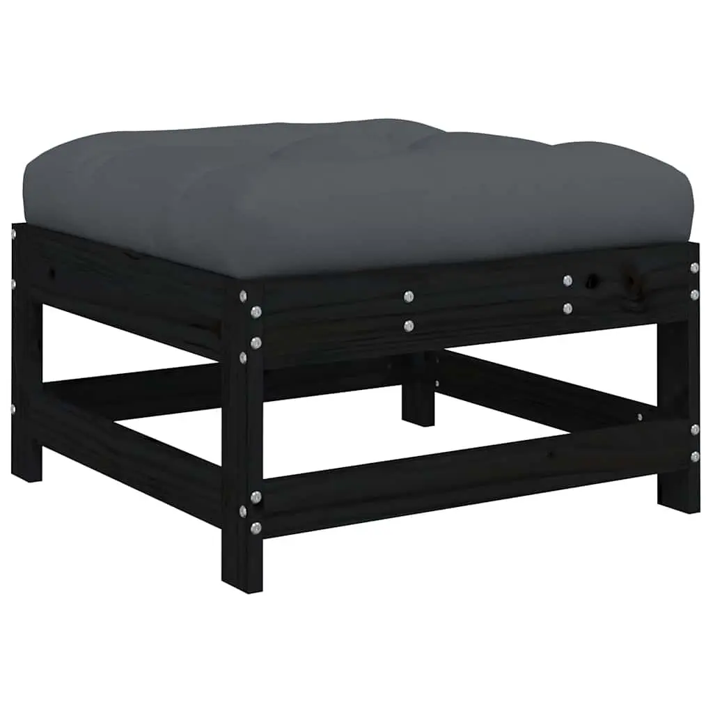 Garden Lounge Set 7 Piece Outdoor Furniture with Cushions Black Wood Patio