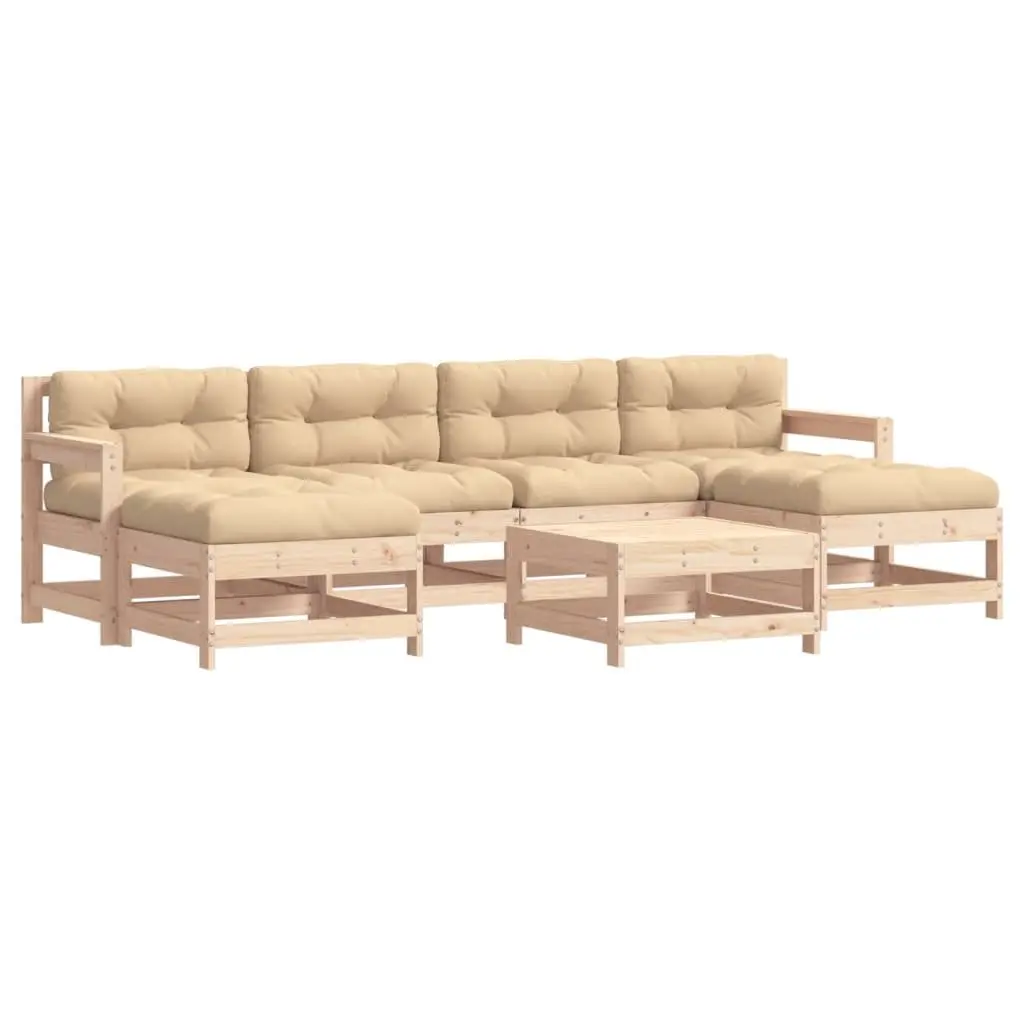 Garden Lounge Set 7 Piece Outdoor Furniture Patio Sofa with Cushions Wood