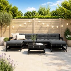 Concise 7-Piece Outdoor Lounge Set in Black